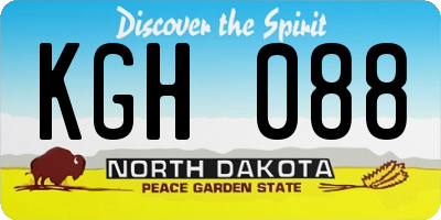 ND license plate KGH088