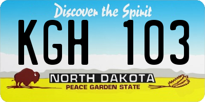 ND license plate KGH103