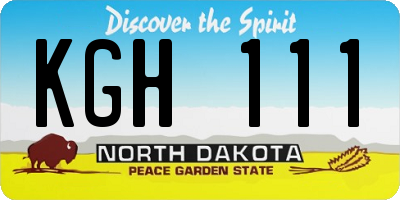 ND license plate KGH111