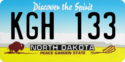 ND license plate KGH133