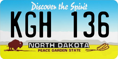 ND license plate KGH136