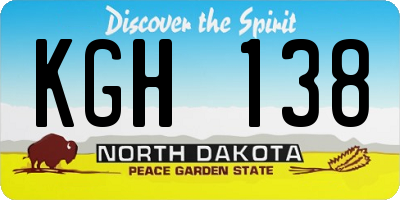 ND license plate KGH138