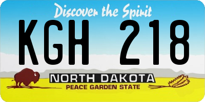 ND license plate KGH218