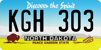 ND license plate KGH303
