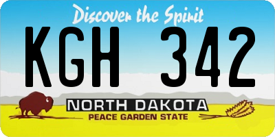 ND license plate KGH342