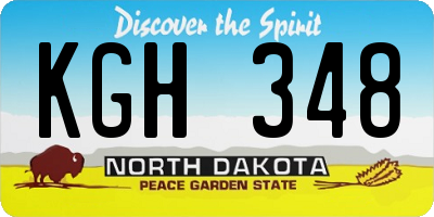 ND license plate KGH348