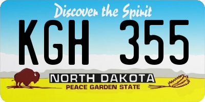 ND license plate KGH355