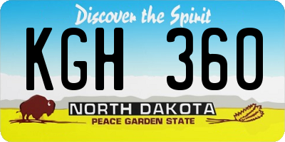 ND license plate KGH360