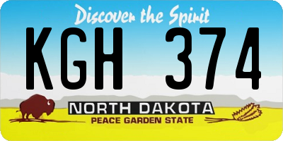 ND license plate KGH374