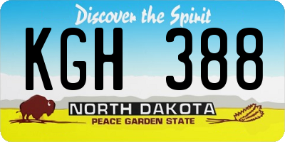 ND license plate KGH388