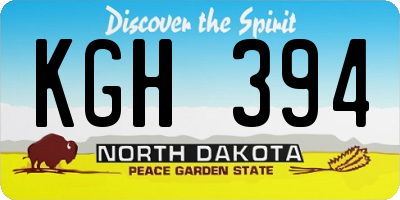 ND license plate KGH394