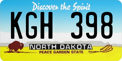 ND license plate KGH398