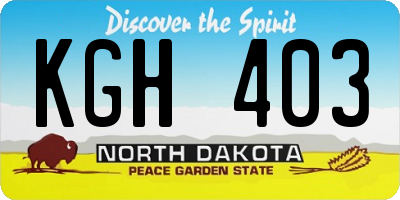 ND license plate KGH403