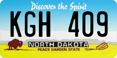 ND license plate KGH409
