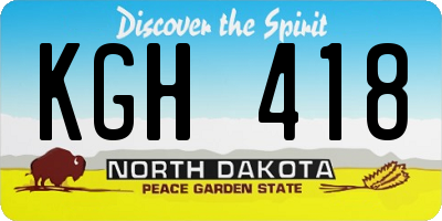 ND license plate KGH418
