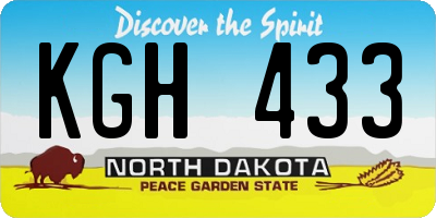 ND license plate KGH433