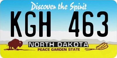 ND license plate KGH463