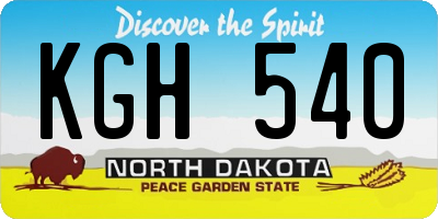 ND license plate KGH540