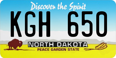 ND license plate KGH650
