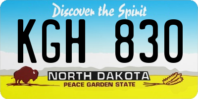 ND license plate KGH830