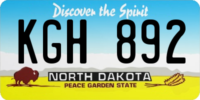 ND license plate KGH892