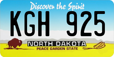 ND license plate KGH925