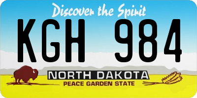 ND license plate KGH984