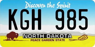 ND license plate KGH985