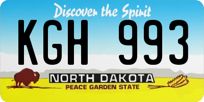 ND license plate KGH993
