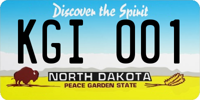 ND license plate KGI001