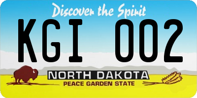 ND license plate KGI002