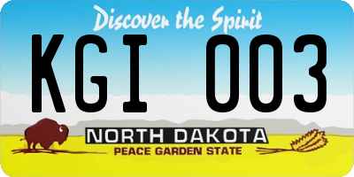 ND license plate KGI003