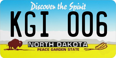 ND license plate KGI006
