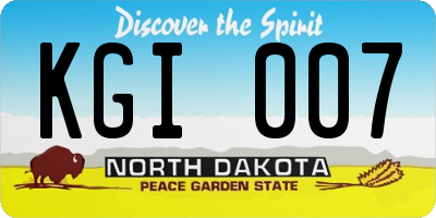 ND license plate KGI007