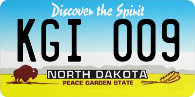 ND license plate KGI009