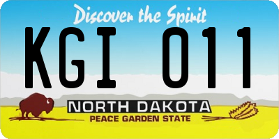 ND license plate KGI011