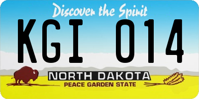 ND license plate KGI014