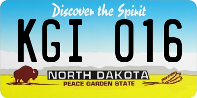 ND license plate KGI016