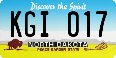 ND license plate KGI017