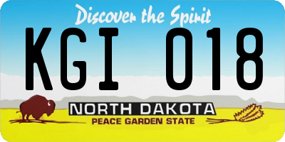 ND license plate KGI018