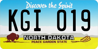 ND license plate KGI019