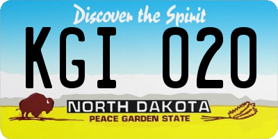 ND license plate KGI020