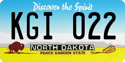 ND license plate KGI022