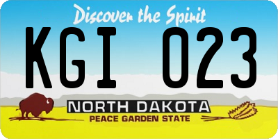 ND license plate KGI023