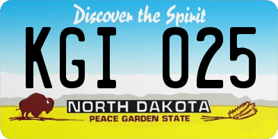ND license plate KGI025