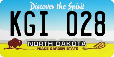 ND license plate KGI028