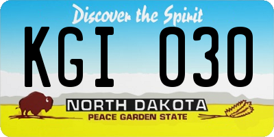 ND license plate KGI030