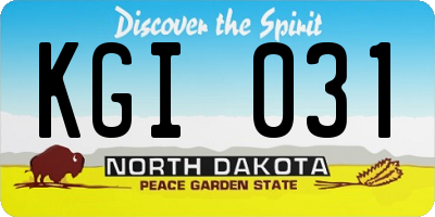 ND license plate KGI031