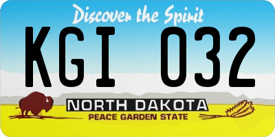 ND license plate KGI032