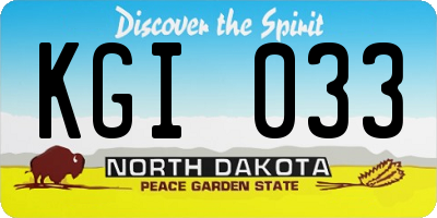 ND license plate KGI033